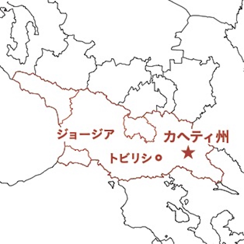 <p>ジョージアの東にあるカヘティ州は、20のPDOをもつ国内最大のワイン生産地。「よいワインができる場所」という意味のカルデナヒ村もそのひとつ。アラザニ渓谷に沿ってワイナリーと小さな教会が点在する。</p>
