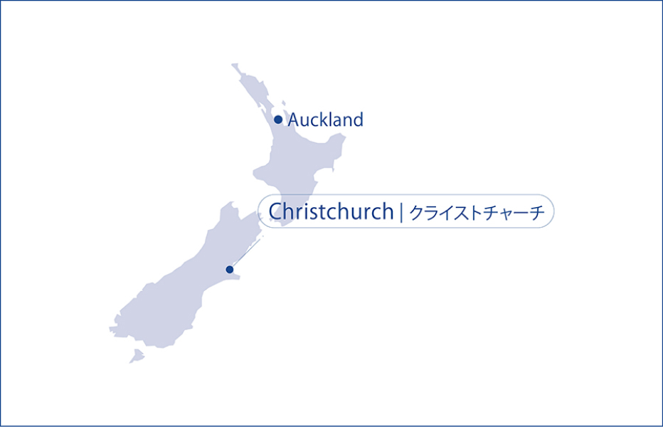 Access：オークランド空港からクライストチャーチ空港まで飛行機で約1時間30分。街の中心エリアまでは車でおよそ30分。
